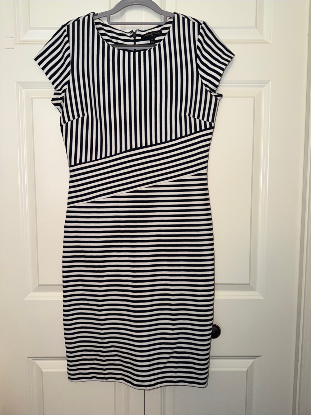 Banana Republic Black and White Striped Sheath Dress